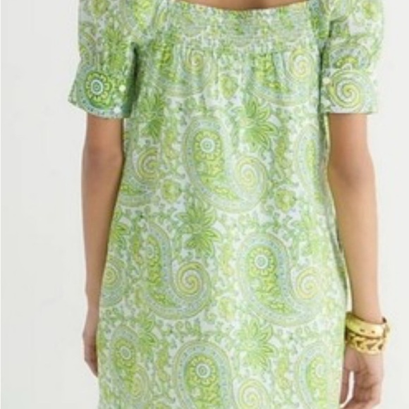 NWT SZ Blockprints x J.Crew Square-Neck Puff Sleeve Organic Cotton Mini Dress L - Picture 3 of 16